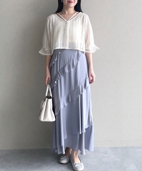 mysty woman カーディガン ラッセルレースカーディガン×キャミ