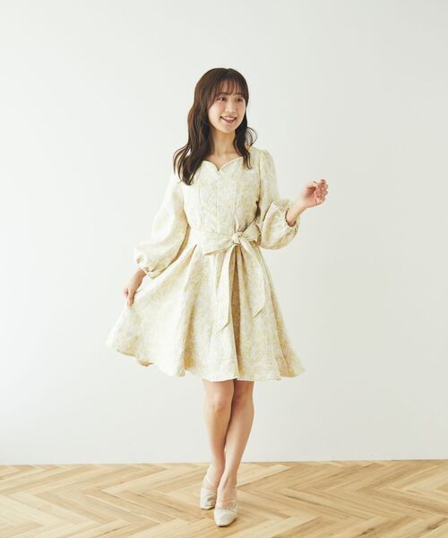 Areeam（アリーム） ワンピース フラワージャガードリボン付き