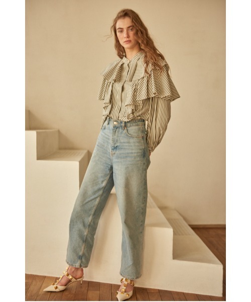 ブラウス シャツ Martine Cotton-poplin Blouse ラッフルケープBL レディース Estella.K ブラウス シャツ Martine Cotton-poplin Blouse