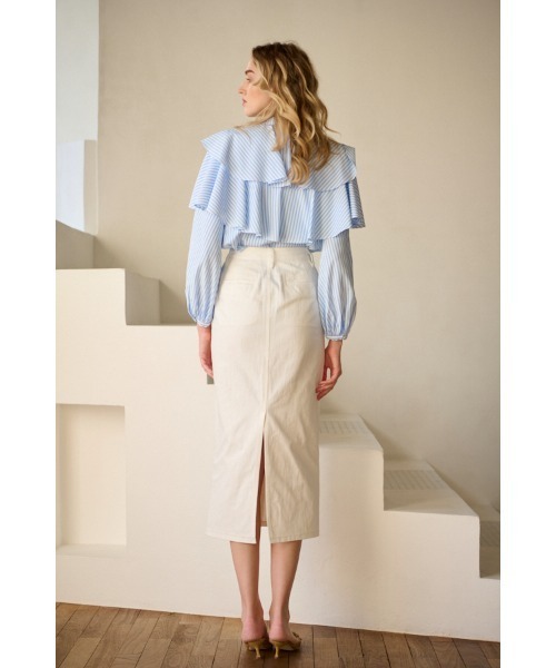 ブラウス シャツ Martine Cotton-poplin Blouse ラッフルケープBL レディース Estella.K ブラウス シャツ Martine Cotton-poplin Blouse