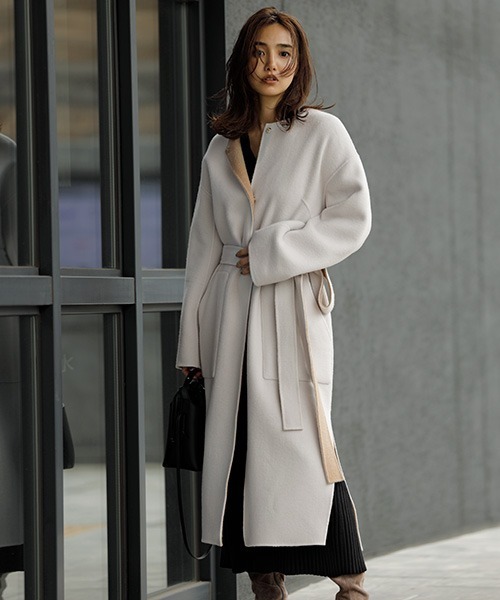 「FRAY I.D」 ノーカラーコート 1 アイボリー レディース_画像2