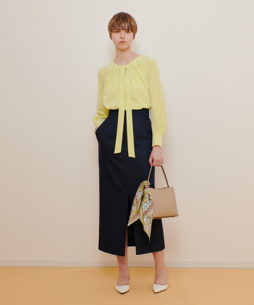 allureville（アルアバイル） ブラウス シャツ シルキータックボウ