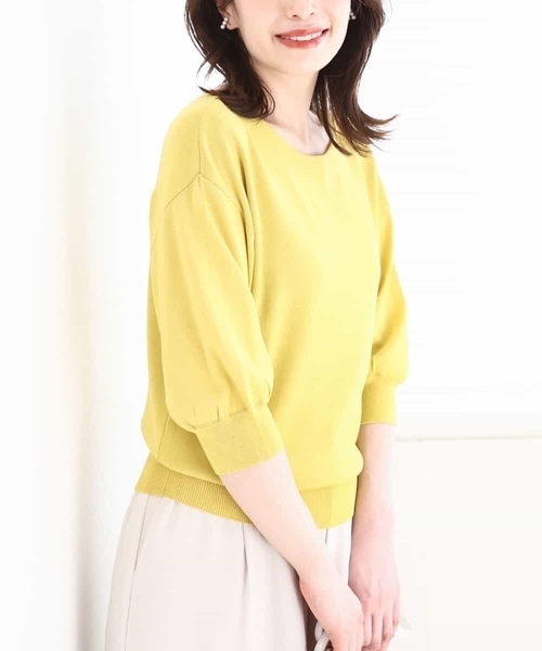 ニット セーター ボートネック五分袖ニット/接触冷感/洗える/WEB限定サイズあり レディース