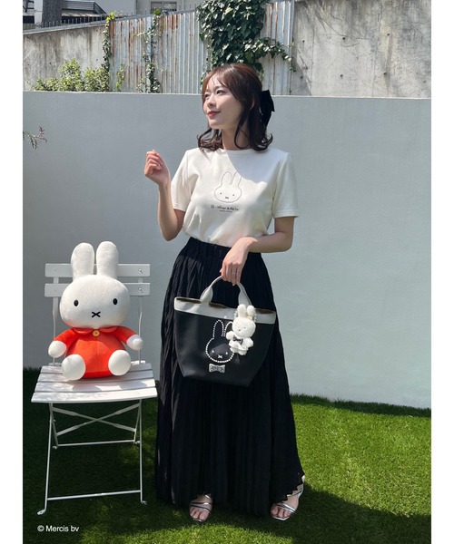 tシャツ miffy パールトリミングTシャツ レディース MIIA tシャツ miffy パールトリミングTシャツ レディース