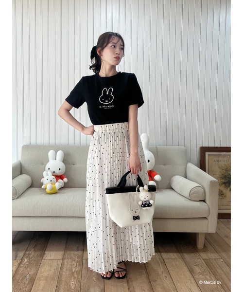 tシャツ miffy パールトリミングTシャツ レディース MIIA tシャツ miffy パールトリミングTシャツ レディース