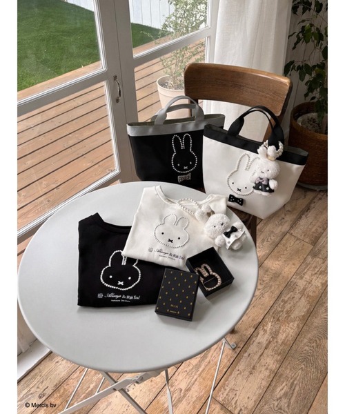 MIIA tシャツ miffy パールトリミングTシャツ レディース
