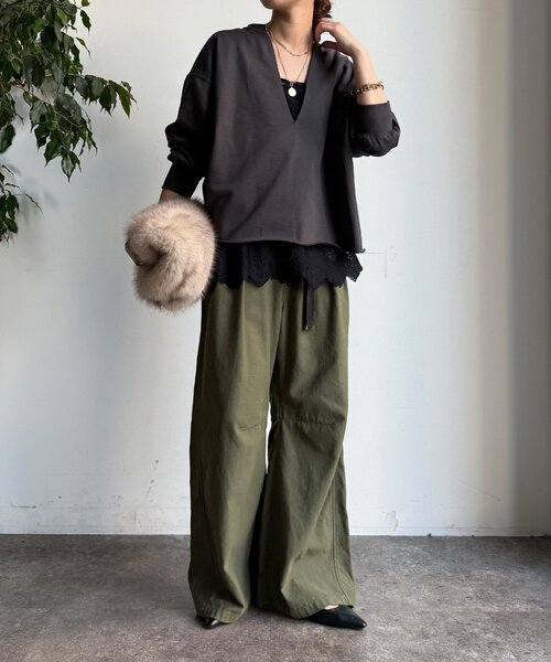 DouDou ブラウス シャツ スカラレースキャミ レディース