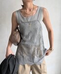 ブラウス シャツ スカラレースキャミ レディースの詳細画像2