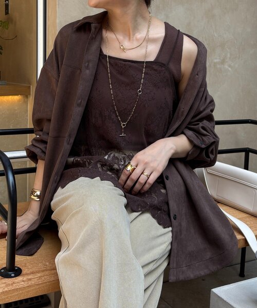 DouDou（ドゥドゥ） ブラウス シャツ 「新色追加」スカラレースキャミ