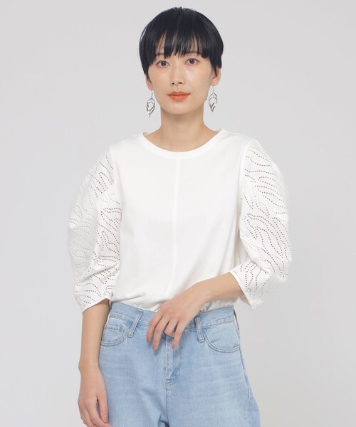 tシャツ 「ウォッシャブル」パンチングゼブラコンビカットソー レディース