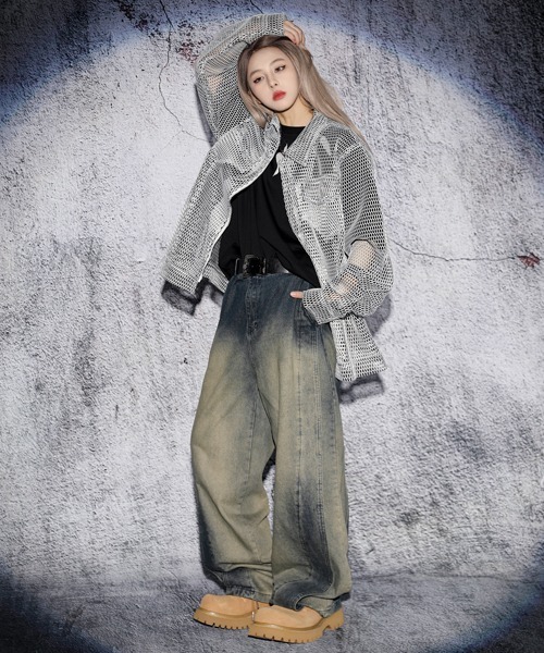 デニム・ジーパン USED EFFECT JEANS Whim Gazette ジーンズ デニム デニムパンツ ドロストデニム
