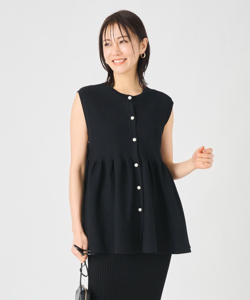 ベスト ジレ ペプラムニットジレ レディース