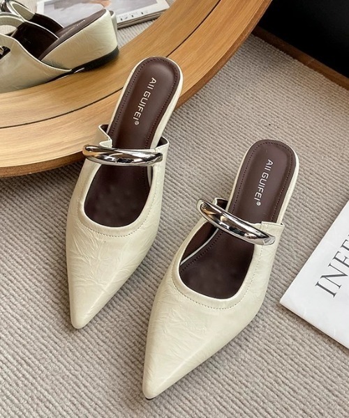 ampm パンプス メタルモチーフフラットミュール : ZOZOTOWN Yahoo!店