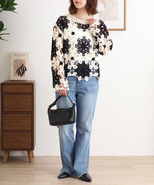 A.N.L クロシェ編みニットプルオーバー レディース A.N.L クロシェ編みニットプルオーバー レディース : ZOZOTOWN
