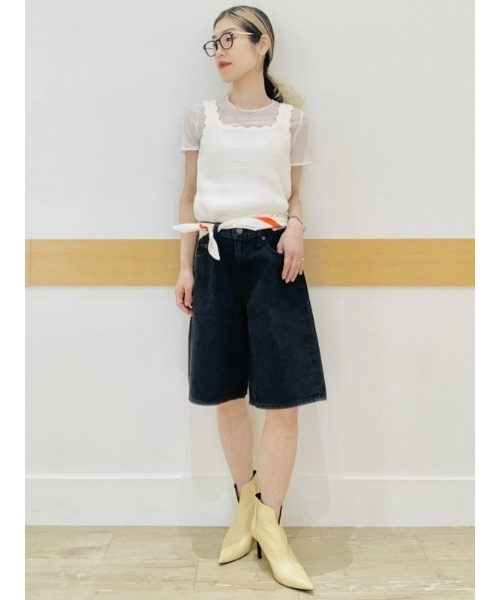 GAP タンクトップ ノースリーブ スクエアネック ニットタンク