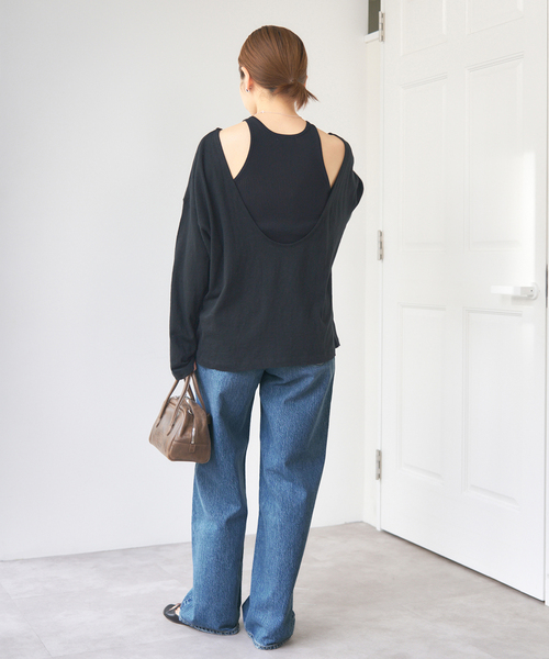 IENA ROUGH COTTON BACK OPEN ボートネックロンT IENA tシャツ ONIT/オニット ROUGH COTTON BACK OPEN ボート