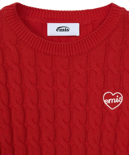 emis ニット セーター HEART CABLE CROPPED KNIT TOP レディース