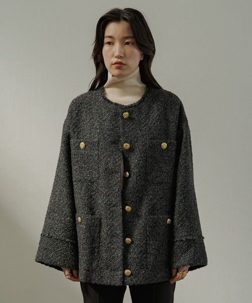 Loungedress（ラウンジドレス） ツイードジャケット FREE ブラック