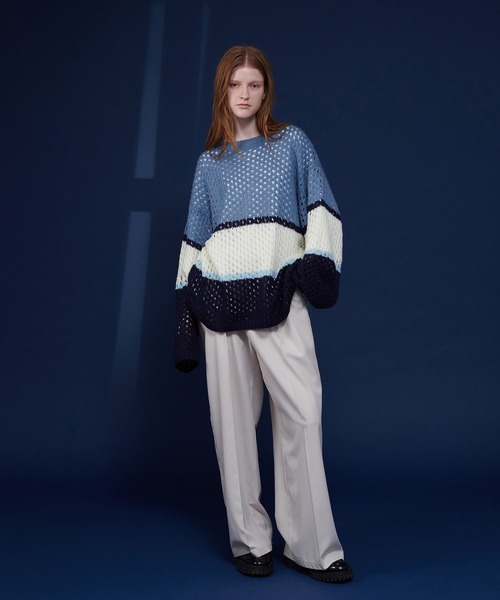 「ONCILY」 長袖ニット MEDIUM グレー メンズ_画像4