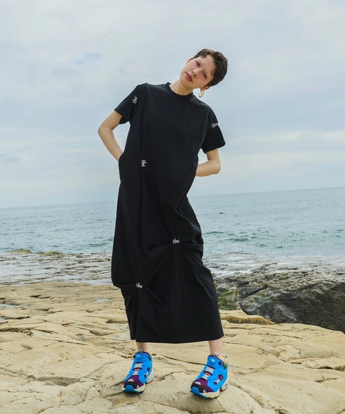 美品♡OMMO オーエムエムオーIRREGULAR PATTERN SK 黒M OMMO（オーエムエムオー） ドレス IRREGULAR TUCK T- OP : ZOZOTOWN
