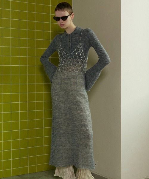 ★TV衣装★　MAISON SPECIAL　ニットワンピース MAISON SPECIAL（メゾンスペシャル） ニットワンピース 36 グレー