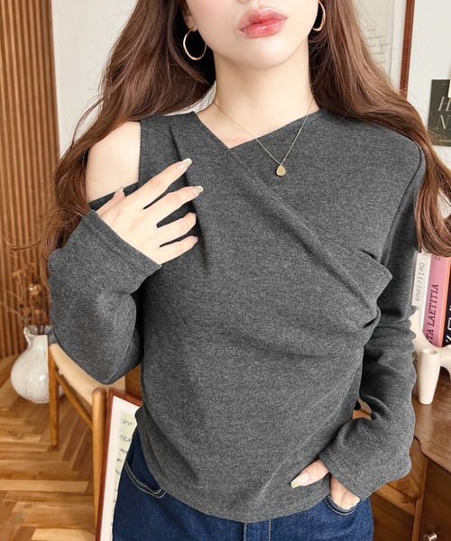 tシャツ レイヤードライクワンショルニットソープルオーバー レディース | moment+