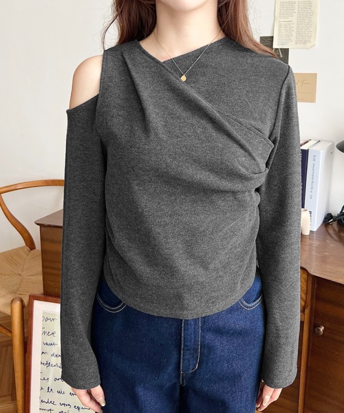 tシャツ レイヤードライクワンショルニットソープルオーバー レディース | moment+ | 19