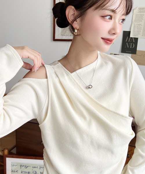tシャツ レイヤードライクワンショルニットソープルオーバー レディース | moment+ | 06