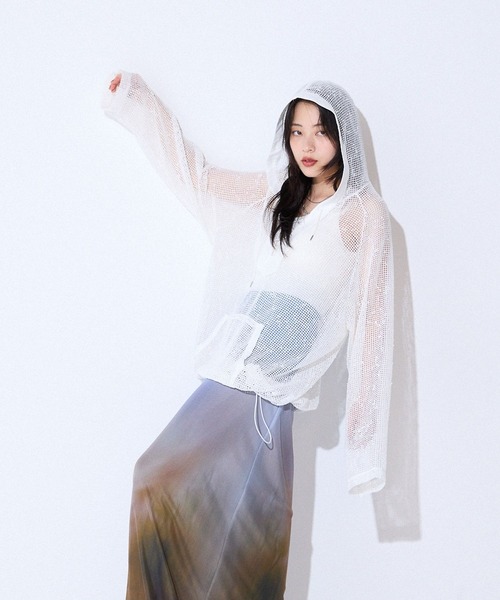 パーカー メランジメッシュアノラックフーディ/586069 レディース