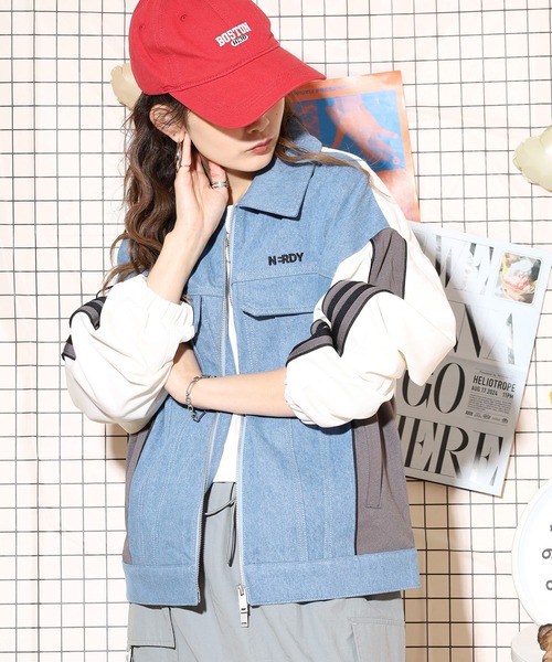 NERDY ジャージ デニムミックストラックトップ レディース メンズ