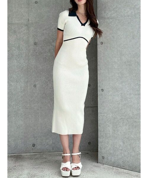 RESEXXY バイカラーニットポロワンピース RESEXXY（リゼクシー） ワンピース バイカラーニットポロワンピース