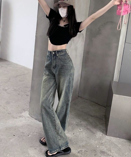 「Miniministore」 加工デニムパンツ L ブルー レディース
