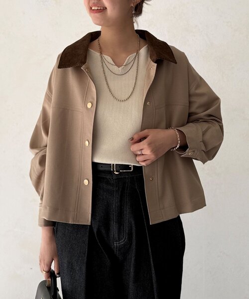 Chez toi（シェトワ） ブルゾン アウター 襟配色ワークジャケット