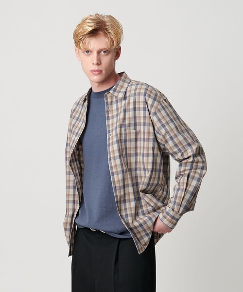 シャツ ボイル エアリー マドラスチェック シャツ メンズ ボイル