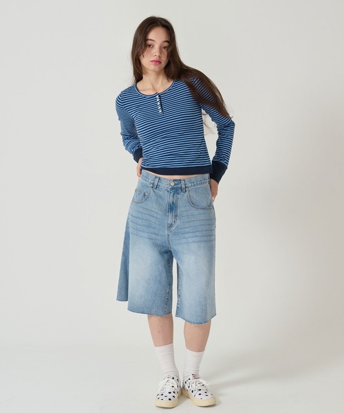 TINA:JOJUN オーバーサイズ　ハーフデニムパンツ S インディゴ　y2k TINA：JOJUN（ティーナジョジュン） ハーフパンツ ジーンズ デニム