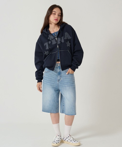 TINA:JOJUN オーバーサイズ　ハーフデニムパンツ S インディゴ　y2k TINA：JOJUN（ティーナジョジュン） ハーフパンツ ジーンズ デニム