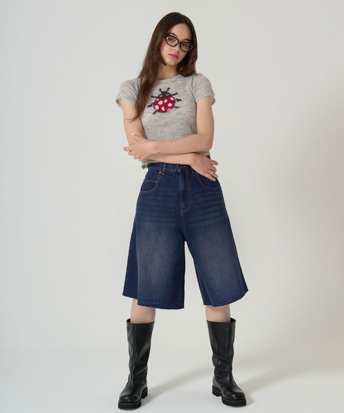 TINA:JOJUN オーバーサイズ ハーフデニムパンツ S インディゴ y2k TINA