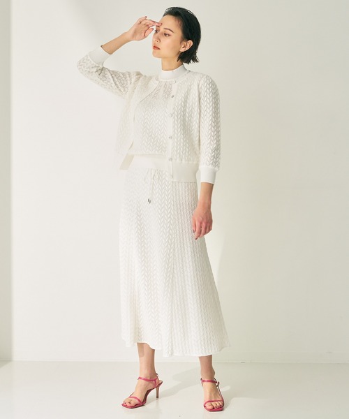 [美品]ANAYI カーディガン ホワイト 38(M)サイズ モールコンビポケットカーディガン | ANAYI/アナイ | 三越伊勢丹