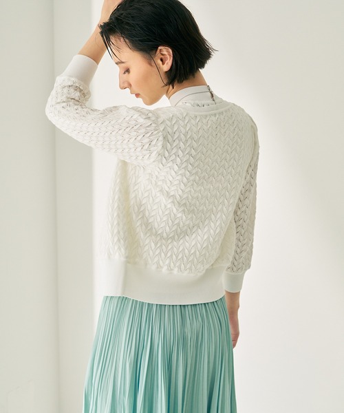 ANAYI（アナイ） 7分袖ニットカーディガン 38 ホワイト レディース