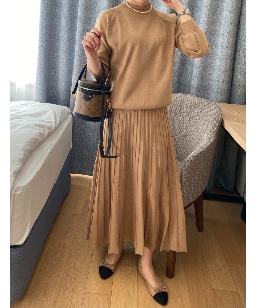 FAVORITO セットアップ ニットトップス＋プリーツスカートセットアップ