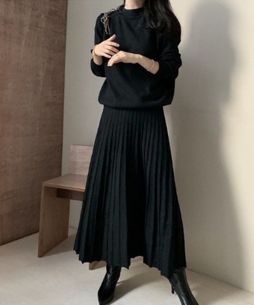 FAVORITO セットアップ ニットトップス＋プリーツスカートセットアップ