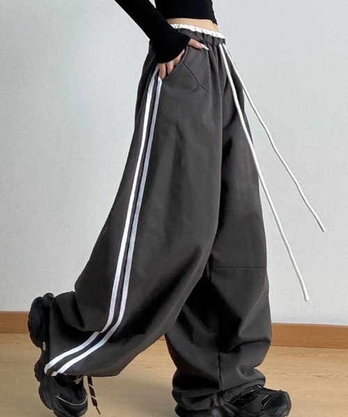 パンツ ストライプ入りワイドパンツ レディース : ZOZOTOWN Yahoo!店
