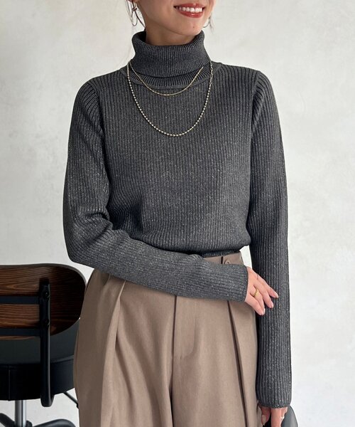 Chez toi（シェトワ） ニット セーター ラメタートルネック レディース