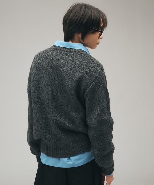 Adoon plain セーター ニット Heavy Pique Henry Neck Knit / 鬼鹿の子