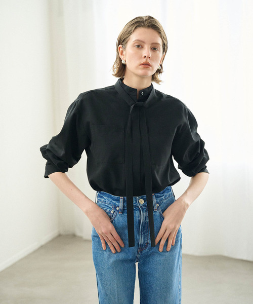 「N.O.R.C」 長袖ブラウス フリー ブラック レディース_画像4