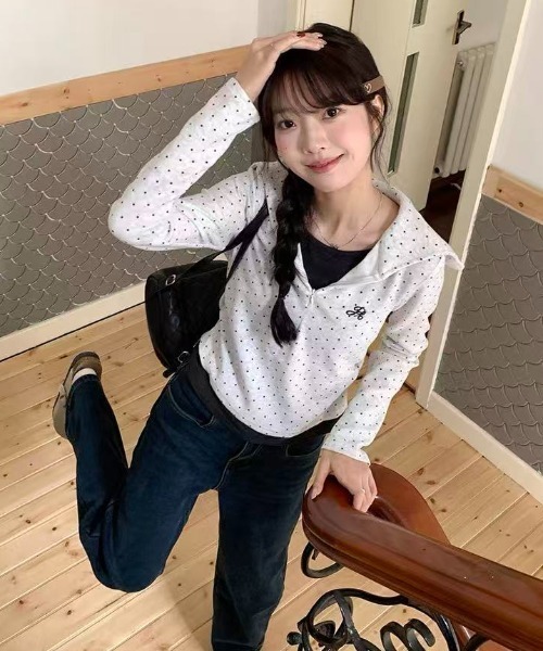 tシャツ セーラーカラーレイヤードトップス レディース | LACーVERT | 08