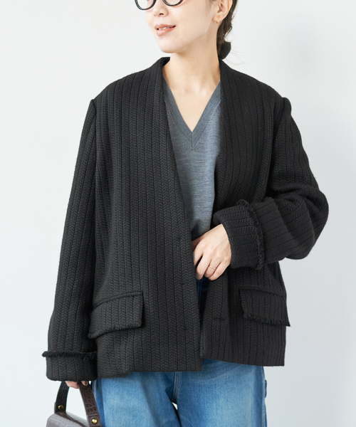 プラージュ PlageLi/Ny SIMPLE プルオーバーブラックフリーサイズ plage（プラージュ） ノーカラージャケット 38 ブラック レディース