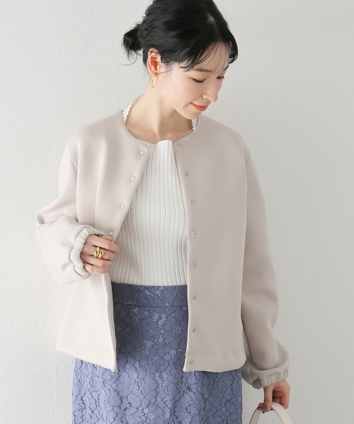 「La TOTALITE」 ノーカラージャケット FREE ネイビー レディース_画像2