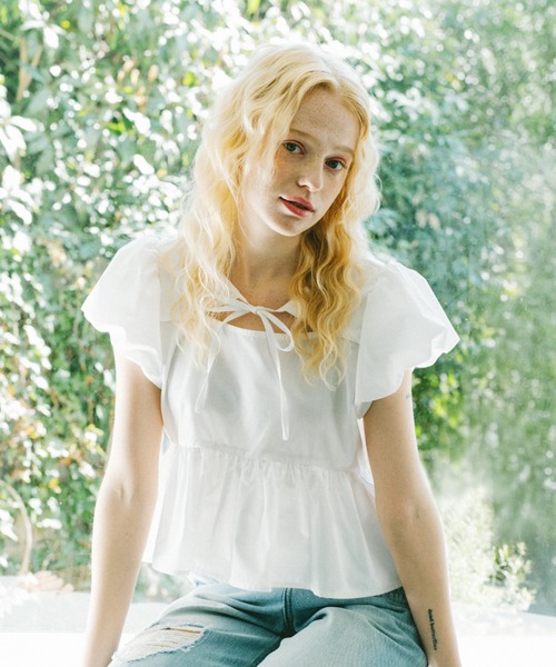 ブラウス シャツ 夏 半袖 puff sleeve muse blouse / パフスリデザイン