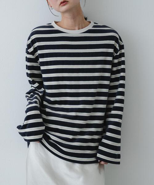 NASTOYS ナストイズ ベロアボーダーロンT SENSE OF PLACE by URBAN RESEARCH tシャツ ベロアボーダーTシャツ